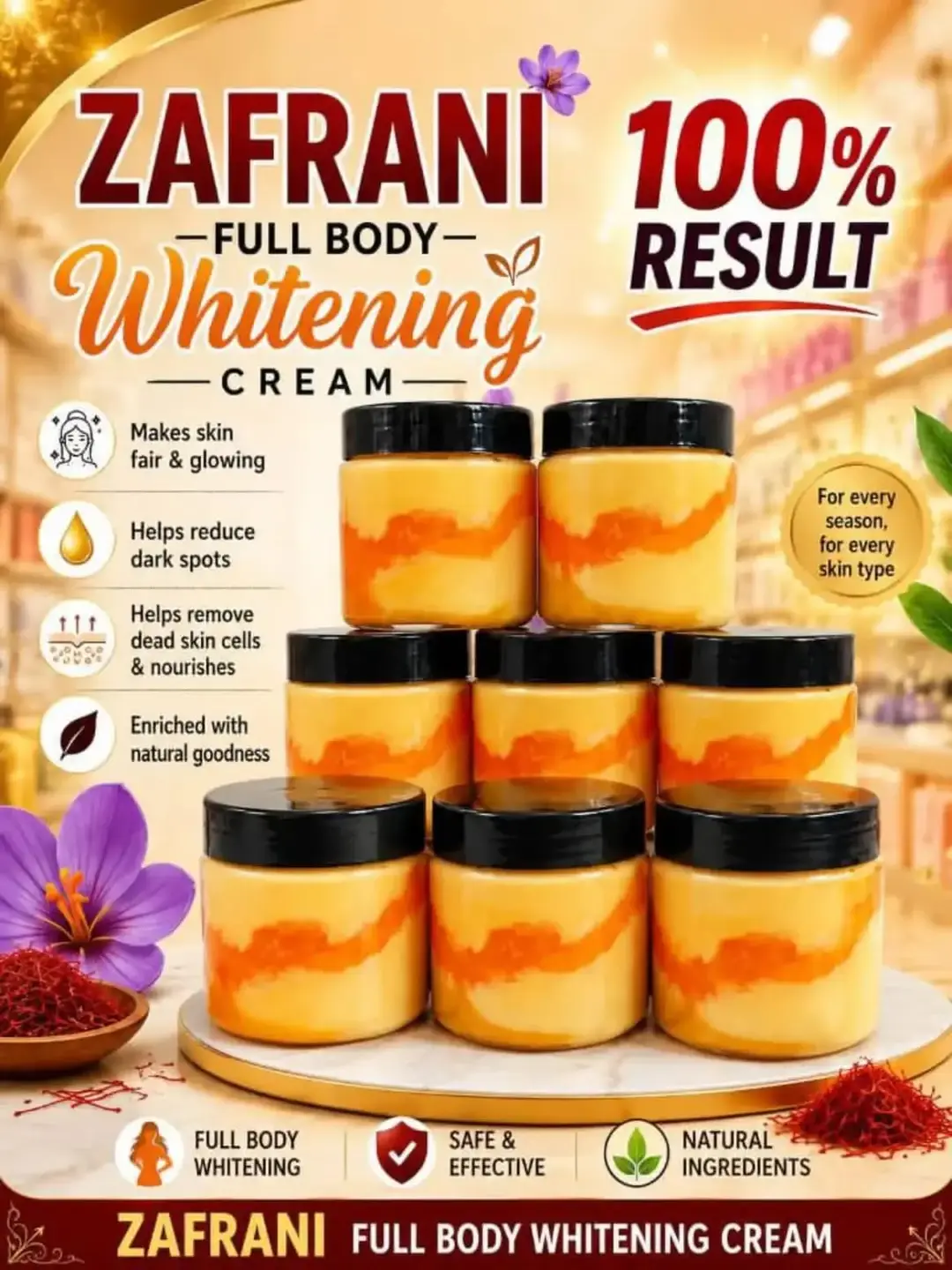Whitening Zafrani Cream With Serum,250 g Jar,1 Pc - Image 2