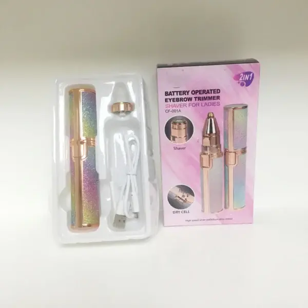 2in1 , Pop-Up Trimmer, Wet, Dry Shave, Shave Sensor, Pivoting Head, Waterproof, Floating Head, Battery Indicator, Rechargeable, Portable, Hypoallergenic, High Efficiency Unisex Eyebrows Hair Trimmer - Image 2