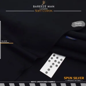 Alternative view of Men Black Cotton Unstitched Suit Summer
