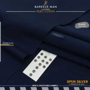 Alternative view of Men Unstitched Suit Blue Cotton Summer Eid Festive