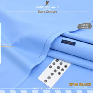 Men Soft Cotton Unstitched Suit Blue Summer - Image 4