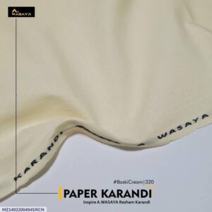 Men's Ivory Karandi Unstitched Suit Premium Quality - Image 3