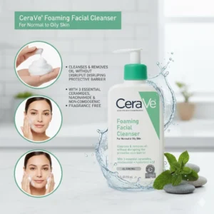 Alternative view of CeraVe Foaming Facial Cleanser 300ml Normal to Oily Skin Whitening & Exfoliating