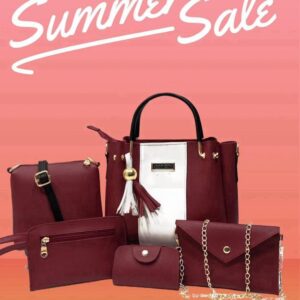 Alternative view of Women's Pink Rexine Handbag Set 5 Pcs