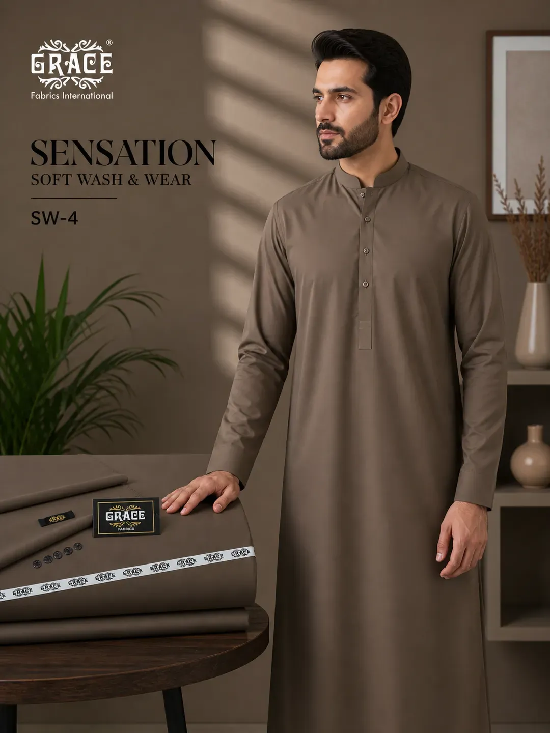 Brown Wash & Wear Men's Suit SW-4 - Image 3