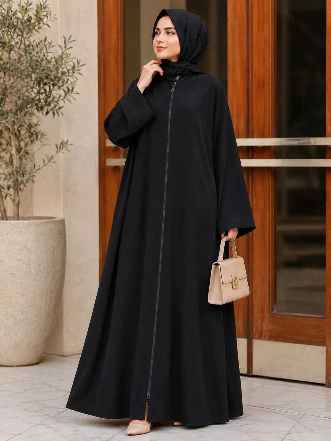 Nida Plain Full Abaya - Image 3