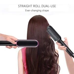 Alternative view of High Quality 2 in 1 Hair Straightener Brush & Curling Comb | Electric Heated Hair Straightening Brush | Anti-Scald Hot Comb