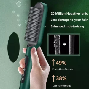 High Quality 2 in 1 Hair Straightener Brush & Curling Comb | Electric Heated Hair Straightening Brush | Anti-Scald Hot Comb - Image 3