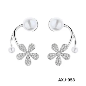 Flower Pearl Zircon Earrings Golden Silver Lightweight - Image 3