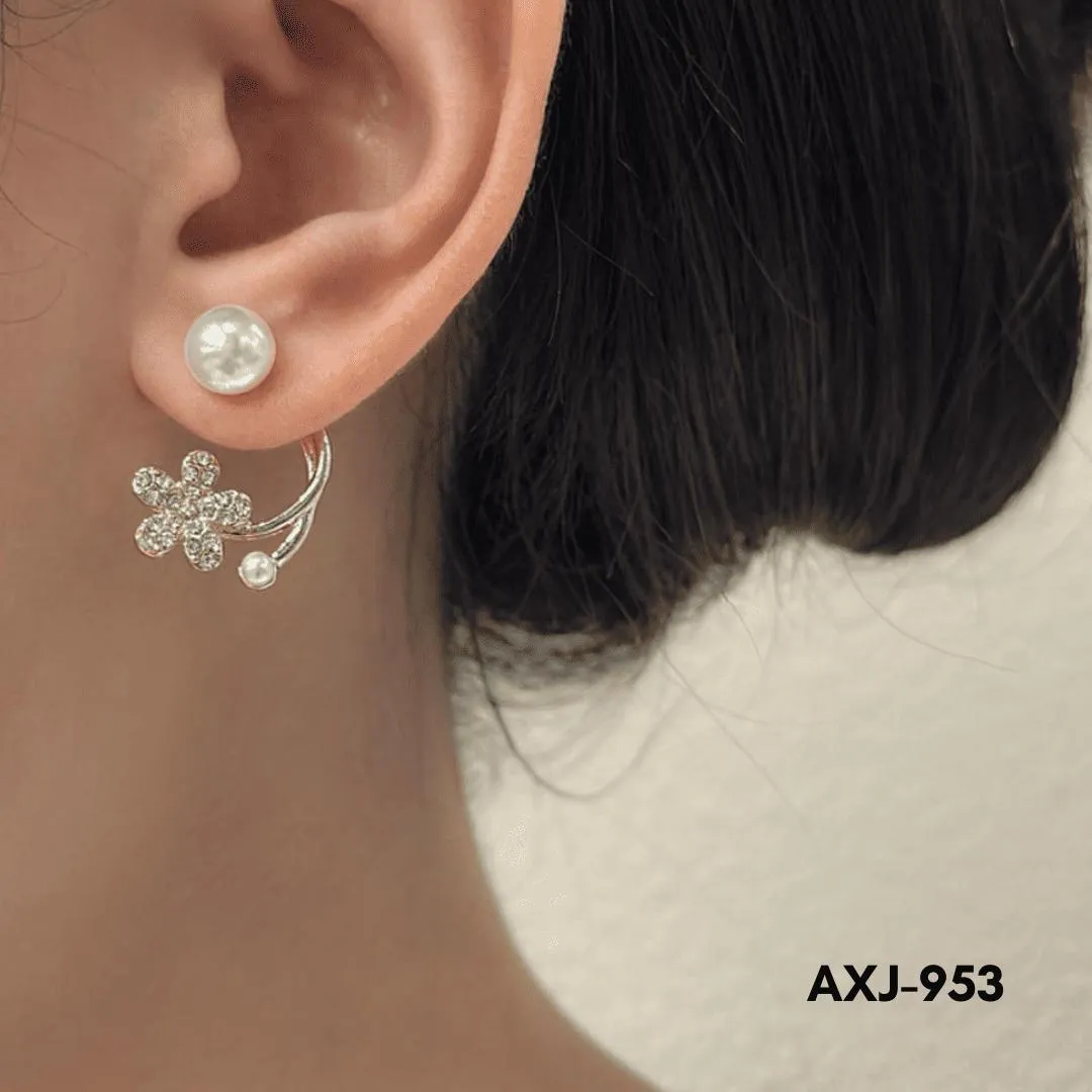 Flower Pearl Zircon Earrings Golden Silver Lightweight - Image 5