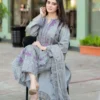 MUSHQ 3 Pcs Unstitched Chikankari Embroidered Suit
