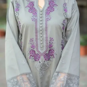 Alternative view of MUSHQ 3 Pcs Unstitched Chikankari Embroidered Suit