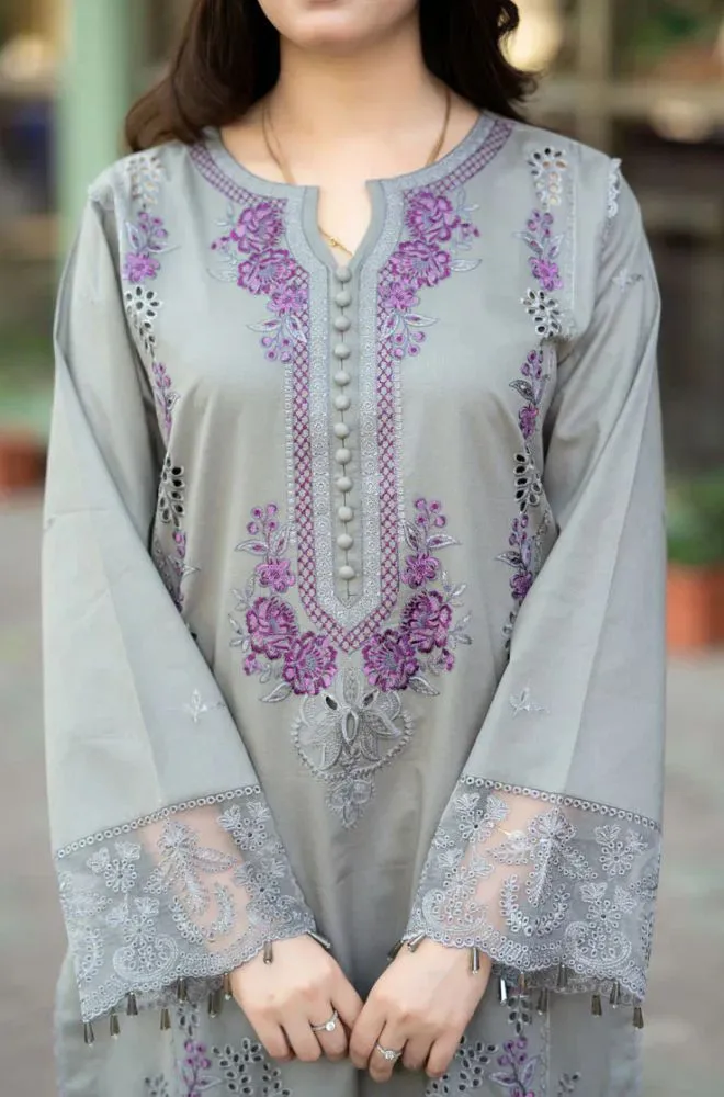 MUSHQ 3 Pcs Unstitched Chikankari Embroidered Suit - Image 2