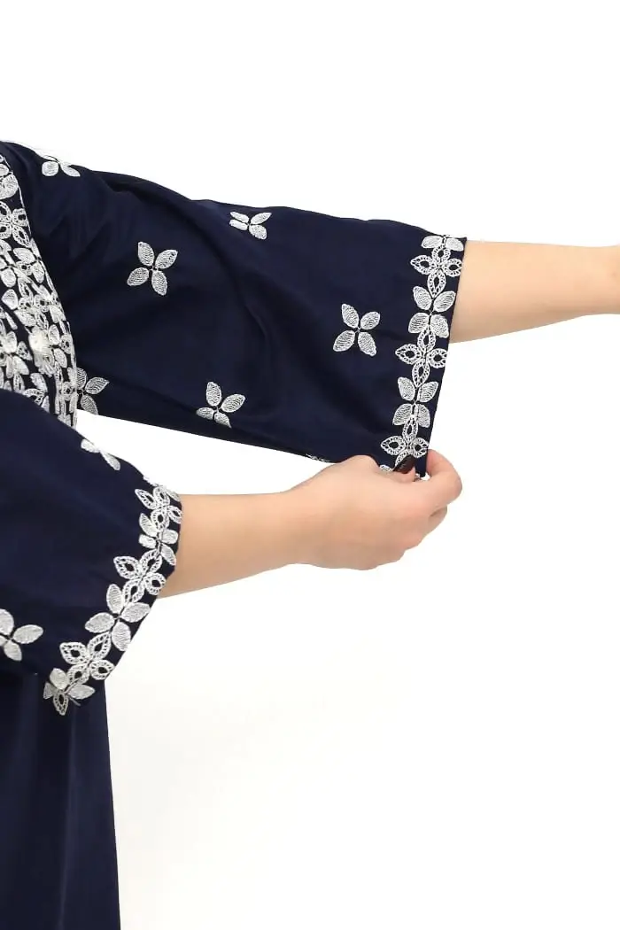 Stunning Women's Stitched Embroidered Linen Suit - 3 Pcs Set in Blue - Image 2