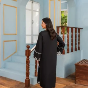 Embroidered Black Suit 3 Pcs Elegant Women's Stitched Attire - Image 4