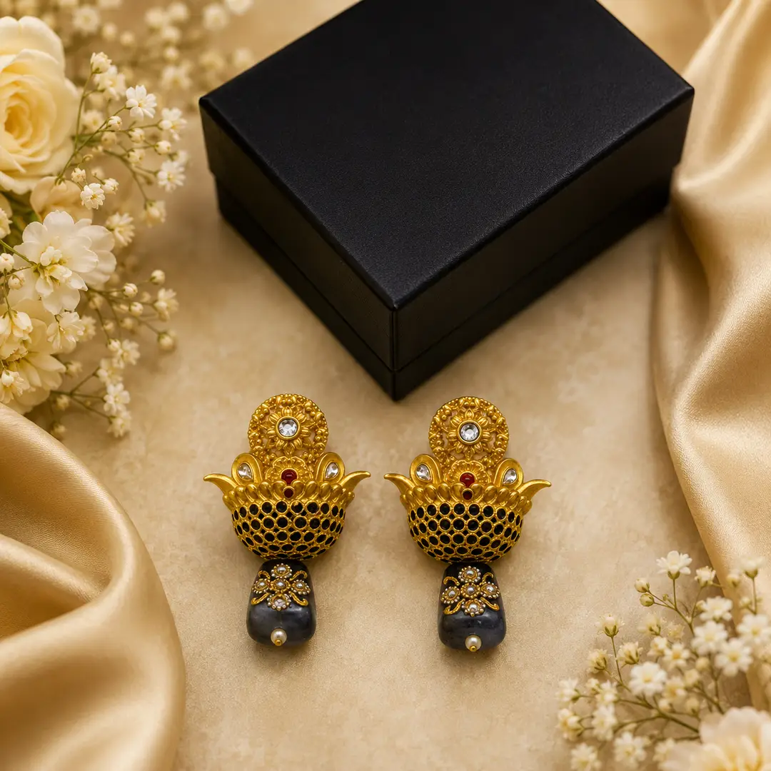 Flash Design Gold Plated Artificial Stones Earrings - Image 3