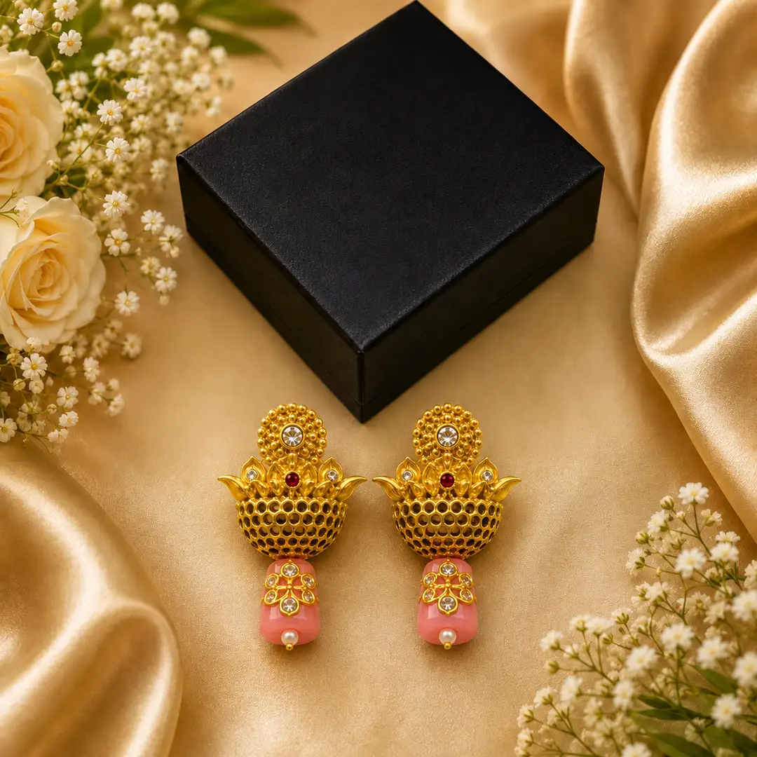 Flash Design Gold Plated Artificial Stones Earrings - Image 4
