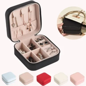 High Quality Leather Jewellery Organizer Box with Zipper | Ear Rings & Necklace_Bracelets Holder | Small Jewelry Box Vanity Hanger Stand Velvet - Image 4