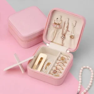 High Quality Leather Jewellery Organizer Box with Zipper | Ear Rings & Necklace_Bracelets Holder | Small Jewelry Box Vanity Hanger Stand Velvet - Image 5