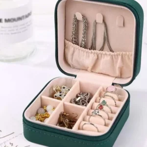 High Quality Leather Jewellery Organizer Box with Zipper | Ear Rings & Necklace_Bracelets Holder | Small Jewelry Box Vanity Hanger Stand Velvet - Image 7