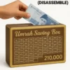 Wooden Umrah Saving Box with 280 Days Tracker | Islamic Money Saving Box for Hajj & Umrah | Halal Cash Box Gift for Muslims | Daily Pilgrimage Goal Jar