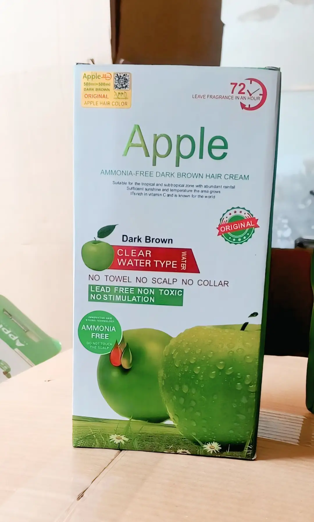 Original Apple Hair Color 1000ml Dubai Import - Ammonia Free Natural Black & Dark Brown - Image 2