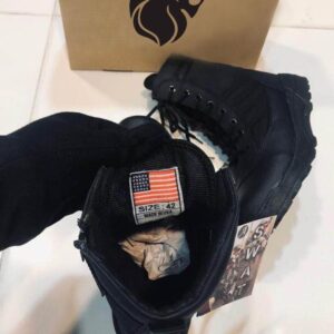 Men's Black Rubber Army Boots with Ankle Height & Durable Sole - Image 3