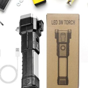 Alternative view of Rechargeable LED Torch Black ABS Aluminum Head