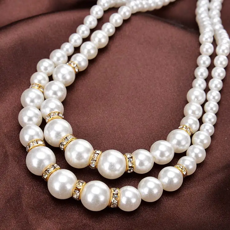 2 Layered Silver Plated Rhinestone Necklace - Image 3