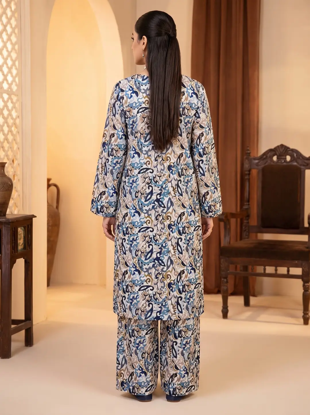 2 Pcs Women's Unstitched Printed Suit - Image 2