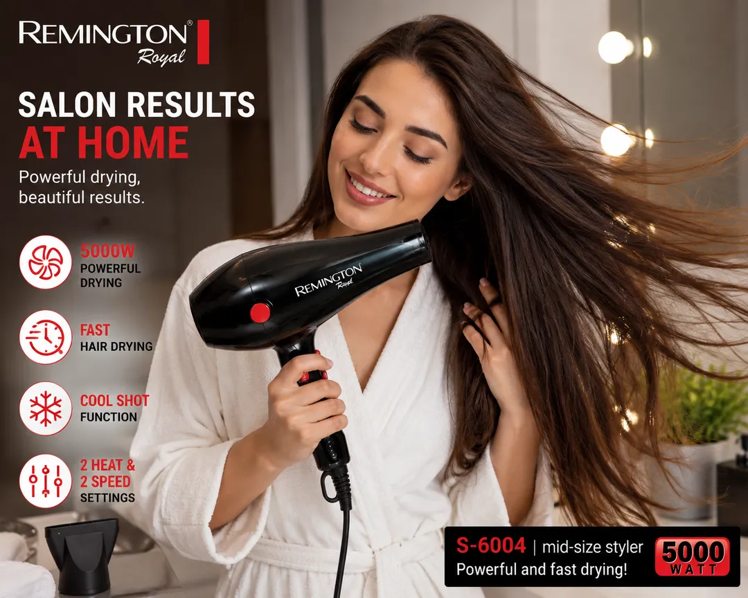 Professional Hair Dryer 5000W | Fast Drying | 2 Heat & 2 Speed Settings | Model S-6004 - Image 7
