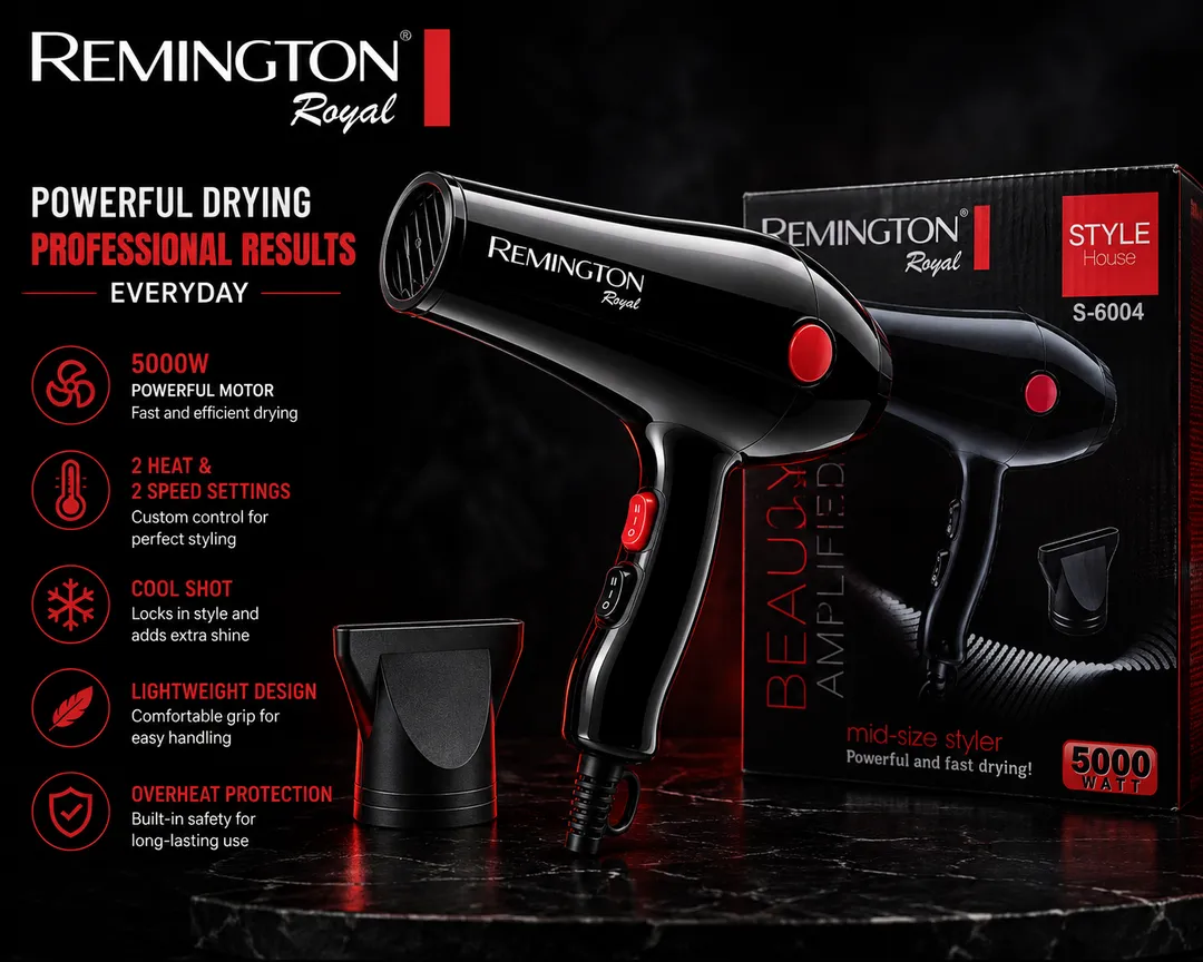 Professional Hair Dryer 5000W | Fast Drying | 2 Heat & 2 Speed Settings | Model S-6004 - Image 9