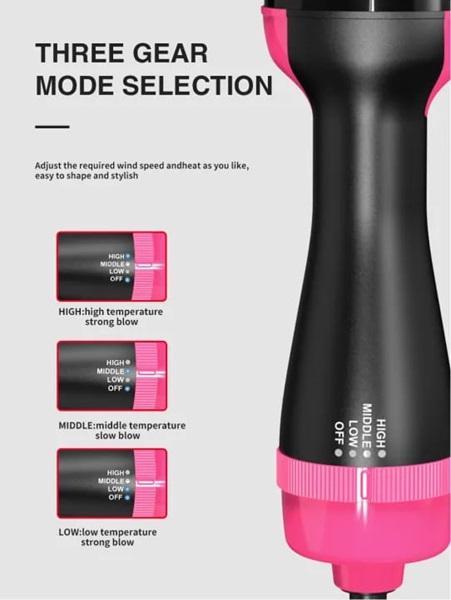 Hair Dryer Brush Black Pink ABS 4Temp - Image 4
