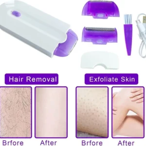 Rechargeable Hair Shaver Purple White ABS Women's Sensitive Skin - Image 6