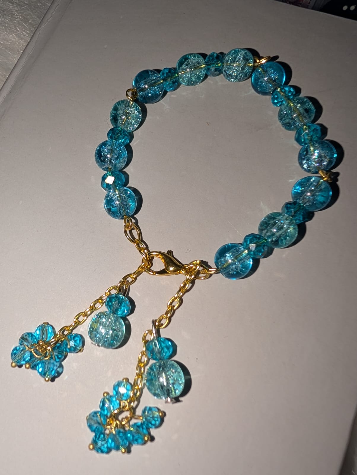 Eye With-Gold Chain Blue Bracelet - Image 2