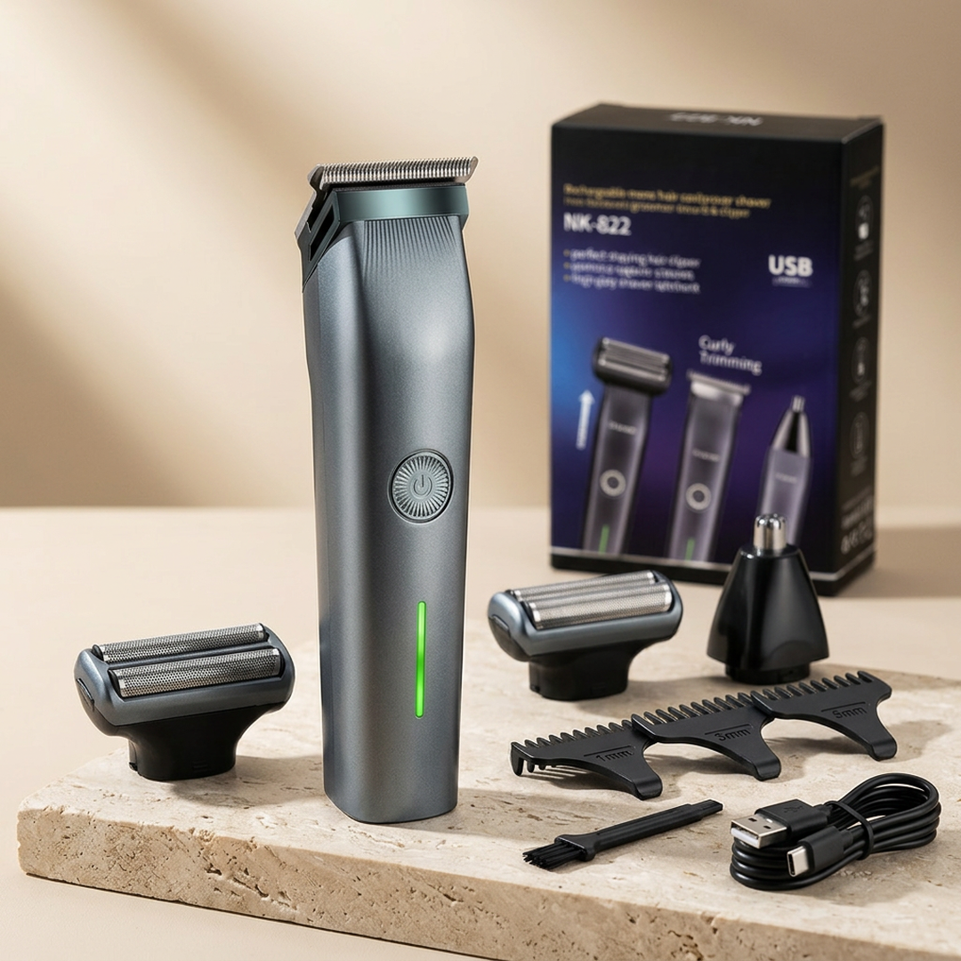 Rechargeable Men's Hair Clipper & Shaver with 3 Combs
