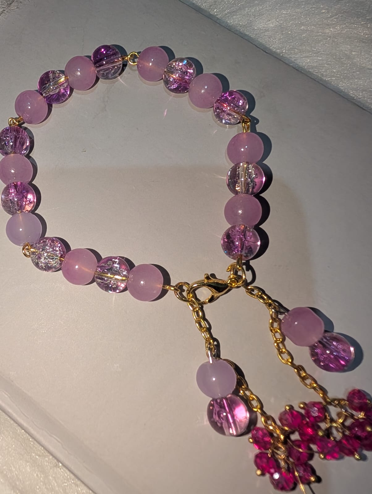 Eye With-Gold Chain Purple Bracelet - Image 3